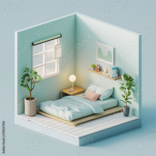 3D Isometric Cute Room