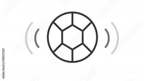 Live sport line animation. Animated soccer icon. Sport streaming service. Sports news and podcast. Black illustration on white background. HD video with alpha channel. Motion graphic photo