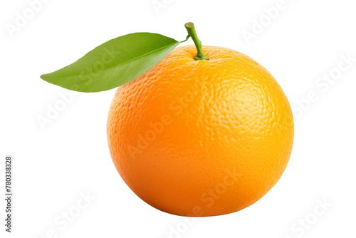 Fresh Orange With Green Leaf on White Background. On a White or Clear Surface PNG Transparent Background.