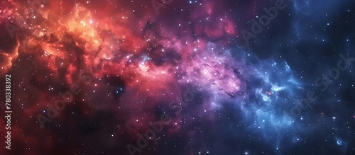 Breathtaking Panoramic View of the Vast,Mysterious Universe Filled with Glowing Nebulae and Shimmering Stars © kiatipol