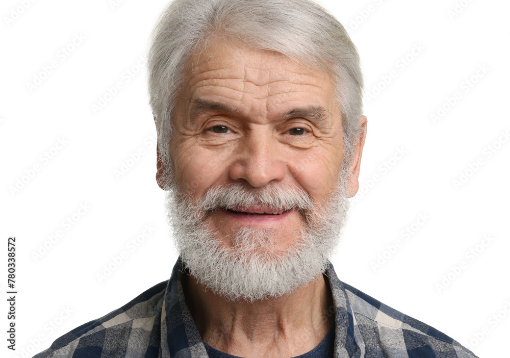 Senior man with mustache on white background Senior man with mustache on white background