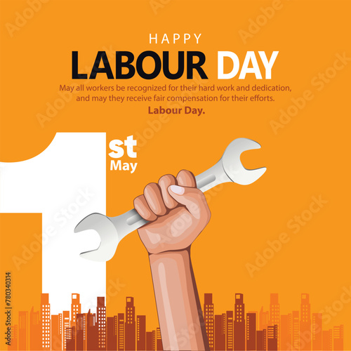 happy Labour day or international workers day vector illustration. labor day and may day celebration design.