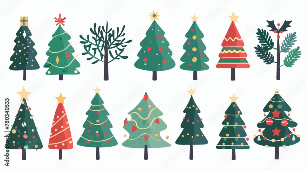 Christmas tree flat vector isolated on white background