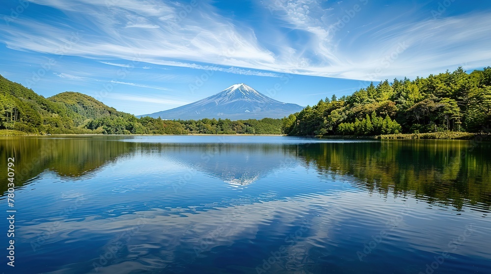Beautiful landscape of mountain fuji around yamanakako lake  ,Generative ai, 