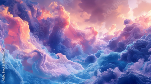 Ethereal Cloudscape of Captivating Hues and Mystical Energies in a Dreamlike Landscape Rendering