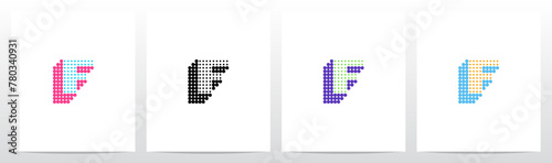 Small Big Dots Drop Shadow Letter Initial Logo Design F