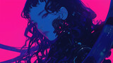 Anime cyberpunk girl, dark anime wallpaper
