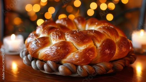 Challah bread for Hanukkah holiday photo