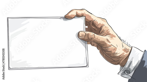 Hand holding a white paper hand drawn cartoon