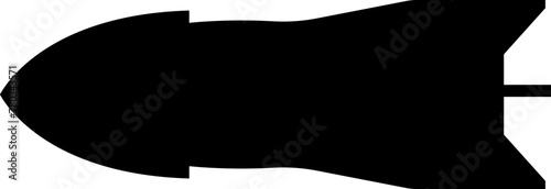 Missile icon in fill style. Combat rocket weapons. Nuclear atomic warhead silhouette symbol. Army or military guided Missile sign. Air missile attack for web design isolated on transparent background.