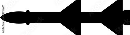 Missile icon in fill style. Combat rocket weapons. Nuclear atomic warhead silhouette symbol. Army or military guided Missile sign. Air missile attack for web design isolated on transparent background.