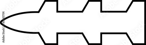 Missile icon in line style editable stock. Combat rocket weapons. Nuclear atomic warhead silhouette symbol. Army or military guided Missile sign. Air missile attack for web on transparent background.