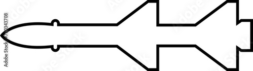 Missile icon in line style editable stock. Combat rocket weapons. Nuclear atomic warhead silhouette symbol. Army or military guided Missile sign. Air missile attack for web on transparent background.