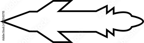 Missile icon in line style editable stock. Combat rocket weapons. Nuclear atomic warhead silhouette symbol. Army or military guided Missile sign. Air missile attack for web on transparent background.
