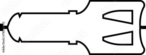 Missile icon in line style editable stock. Combat rocket weapons. Nuclear atomic warhead silhouette symbol. Army or military guided Missile sign. Air missile attack for web on transparent background.