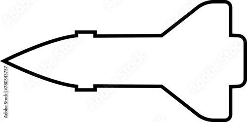 Missile icon in line style editable stock. Combat rocket weapons. Nuclear atomic warhead silhouette symbol. Army or military guided Missile sign. Air missile attack for web on transparent background.