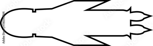 Missile icon in line style editable stock. Combat rocket weapons. Nuclear atomic warhead silhouette symbol. Army or military guided Missile sign. Air missile attack for web on transparent background.