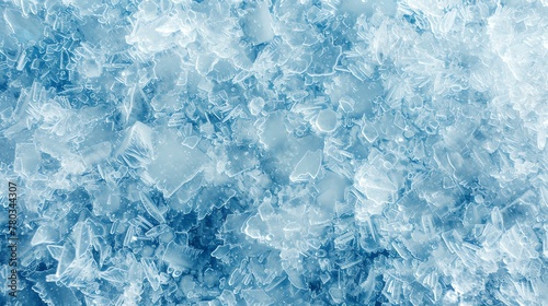 Background of blue ice. The surface of the ice is covered with cracks and bubbles. photo