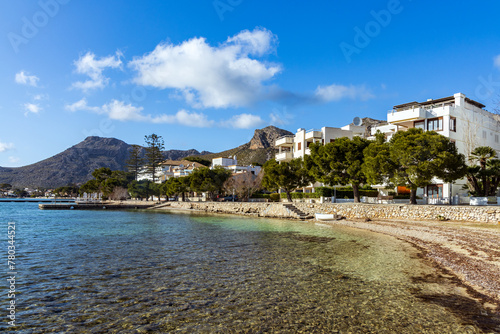 The beautiful bay of Puerto Pollenca, Mallorca, Spain with the Pine walk along the Promenade. Puerto De Pollensa
 photo