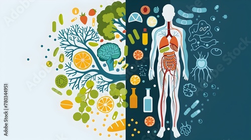 Educational Infographic Depicting the Differences Between Fat-Soluble and Water-Soluble Vitamins in the Human Body photo