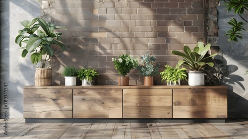 Elegant Wooden Cabinet with Accessories - A Refined Interior Design Statement photo