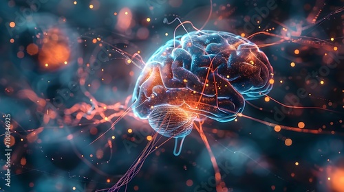 Glowing Neural Network of the Human Brain Showcasing Intricate Synaptic Connections and Firing Neurons,Representing the Complexity and Power of the