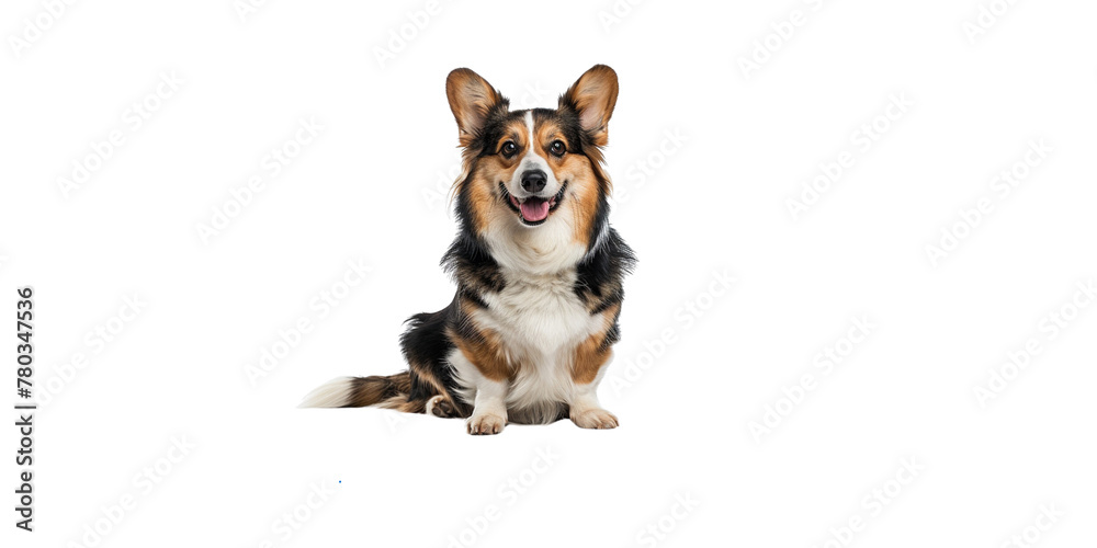 Obraz premium Corgi dog sitting, happy face looking at the camera isolated on a white background