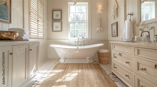 Elegant Vintage Style Bathroom with Clawfoot Tub © lin