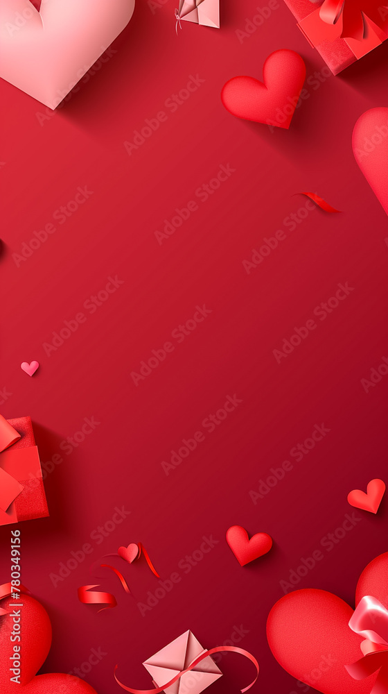 ed background with many hearts with little gifts and boxes