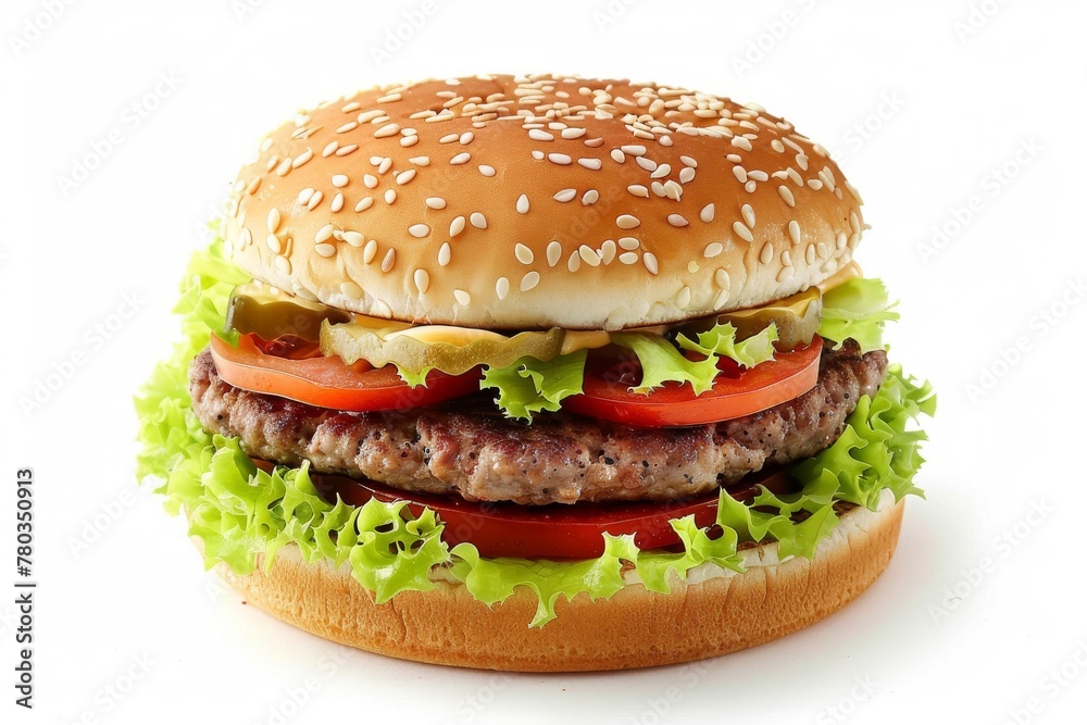 Fresh tasty classic hamburger stock photo, isolated in white Fresh tasty classic hamburger stock photo, isolated in white