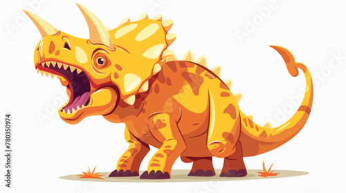 Cute cartoon triceratops is screaming flat vector isolated