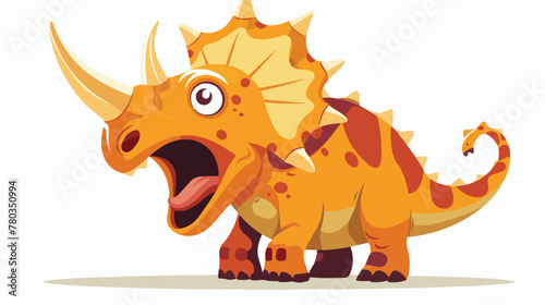 Cute cartoon triceratops is screaming flat vector isolated