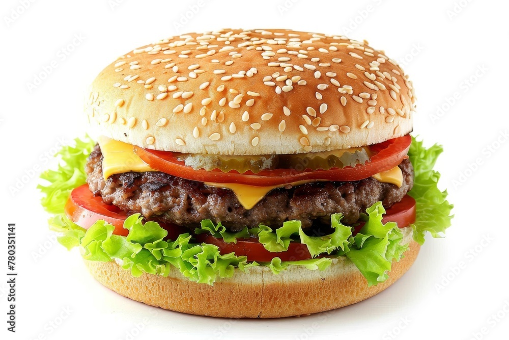 Fresh tasty classic hamburger stock photo, isolated in white Fresh tasty classic hamburger stock photo, isolated in white