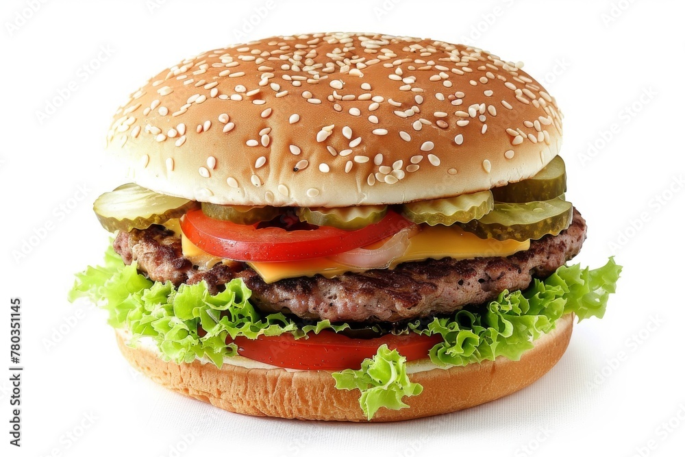 Fresh tasty classic hamburger stock photo, isolated in white Fresh tasty classic hamburger stock photo, isolated in white
