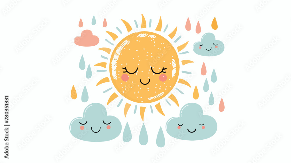 Cute colorful sun. Childish flat vector illustration 