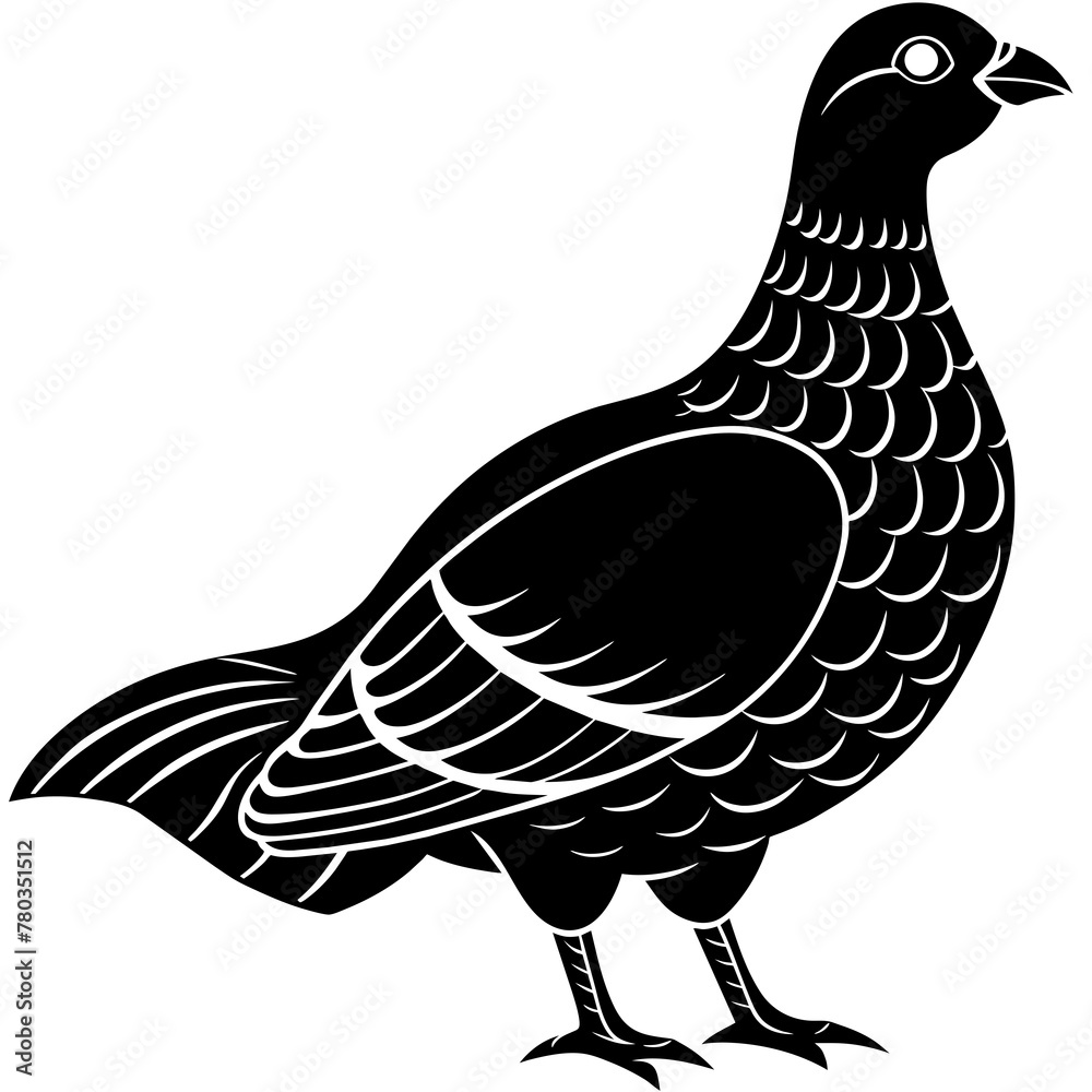 Obraz premium dove of peace,black grouse silhouette vector illustration,icon,svg,grouse characters,Holiday t shirt,Hand drawn trendy Vector illustration,peacock on a white background