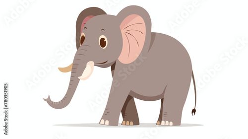 Cute elephant cartoon flat vector isolated on white background