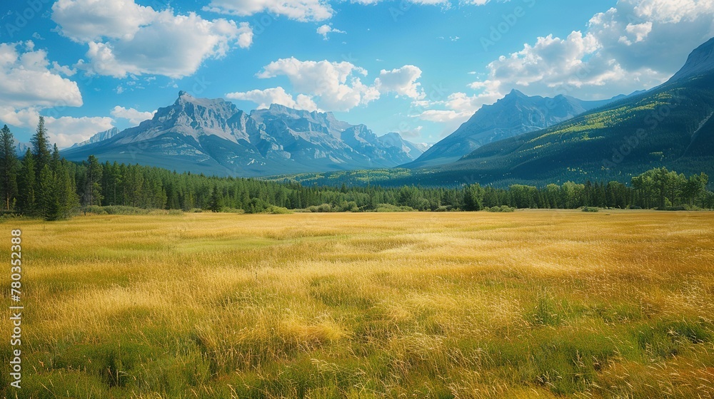 Landscape view of the fields and mountains of Banff National Park, Alberta, Canada ,Generative ai, Landscape view of the fields and mountains of Banff National Park, Alberta, Canada ,Generative ai,