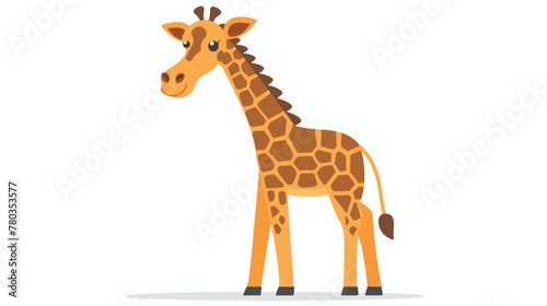 Fototapeta Naklejka Na Ścianę i Meble -  Cute giraffe cartoon flat vector isolated on white background