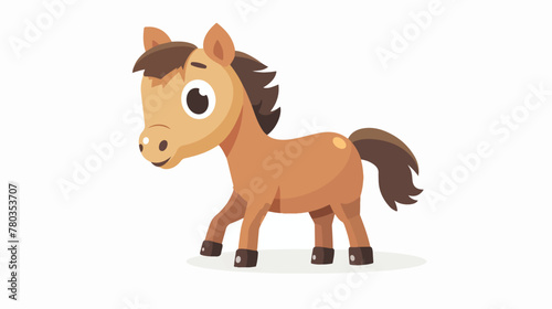 Cute horse cartoon flat vector isolated on white background