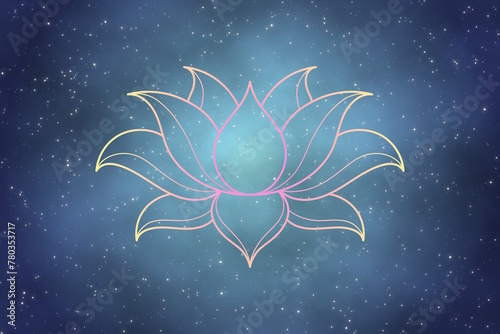 Sacred lotus geometry sign in the fantasy galaxy.
