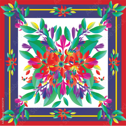 Motif scarf pattern with Thai flower pattern design for unique gift or prints and wall art  includes scarf homeware and textiles.