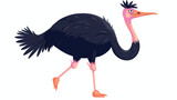 Cute ostrich cartoon flat vector isolated on white background