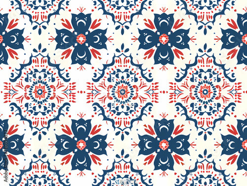 Pattern seamless design, wallpaper, flower, fabric, carpet, mandalas, clothing, wrapping, sarong, tablecloth, shape, geometric pattern, ethnic pattern, traditional. illustration