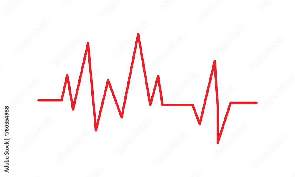 heart pulse red line cardiogram vector isolated icons on white artboard. heartbeat cardiology medical symbol or oscilloscope graphic element design. 123.