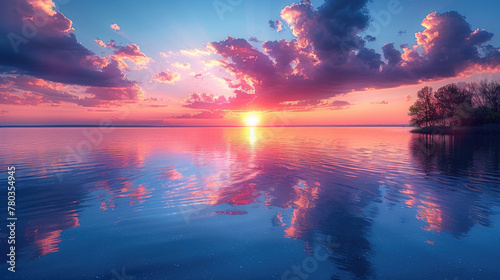 A breathtaking sunset over calm waters