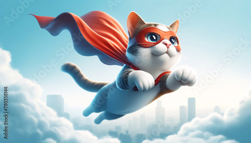 cat on the sky background