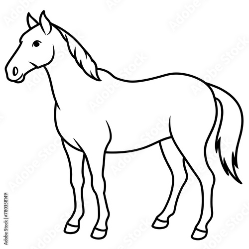 Horse Standing Line Art Vector