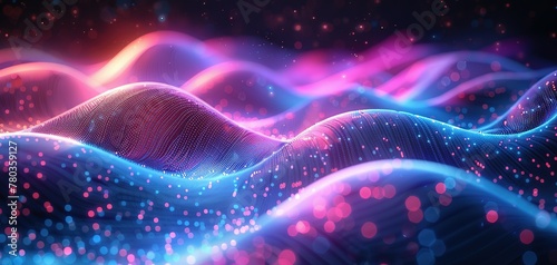 beautiful abstract wave technology background. Abstract Waving Particle Technology Background Design. Data science, particles, digital world, virtual reality, cyberspace, metaverse concept.