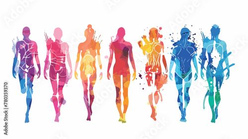 Digital illustration of human body with colour background